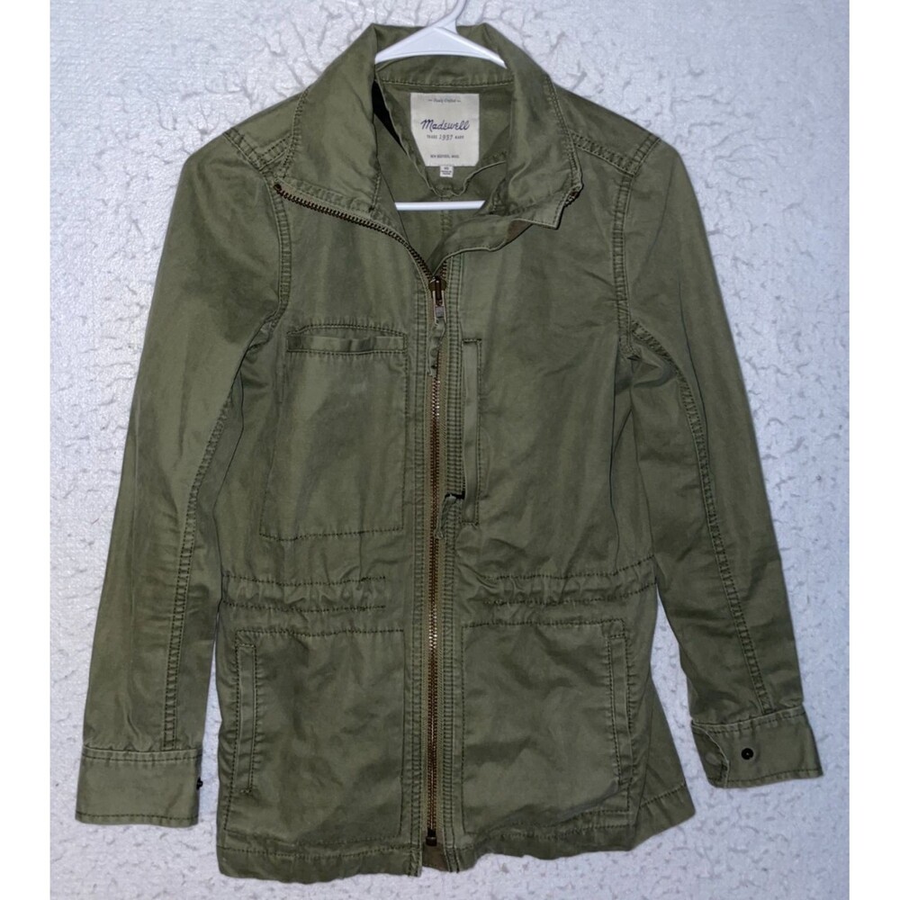 Madewell Fleet Jacket Utility Military Style Full Zip Olive Green Womens sz XS